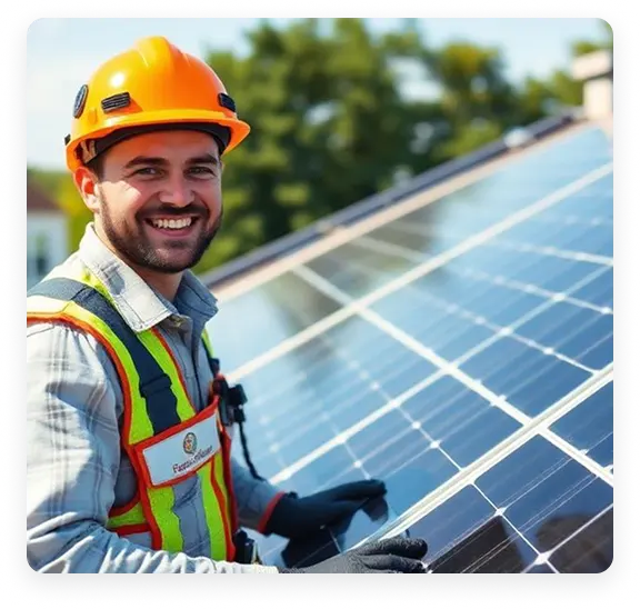 Professional solar technician installing panels